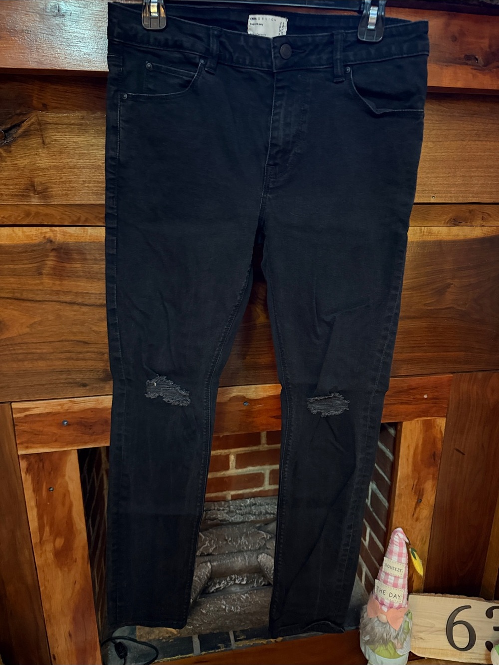 ASOS Men's Black Ripped Slim Jeans